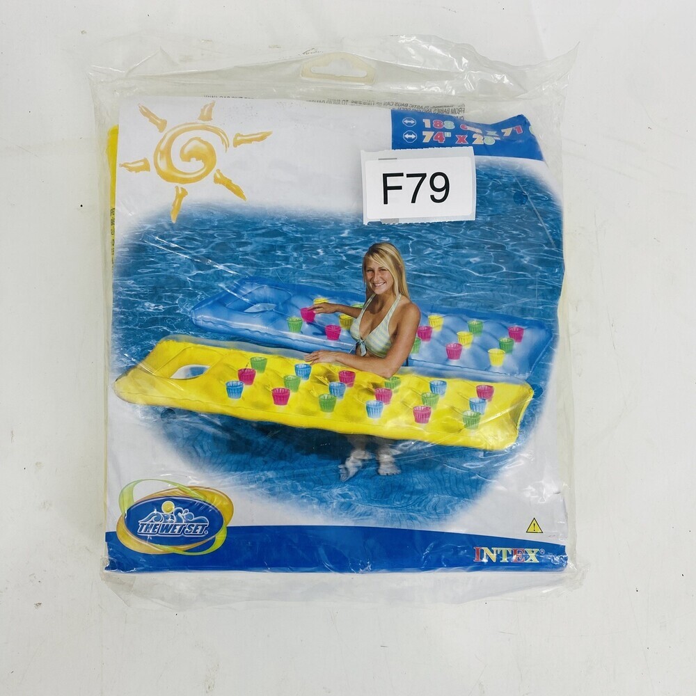 NOS Intex Wet Set 18 Pocket Lounge 74"X28" Inflatable Pool Float Lounge Yellow - Picture 8 of 8